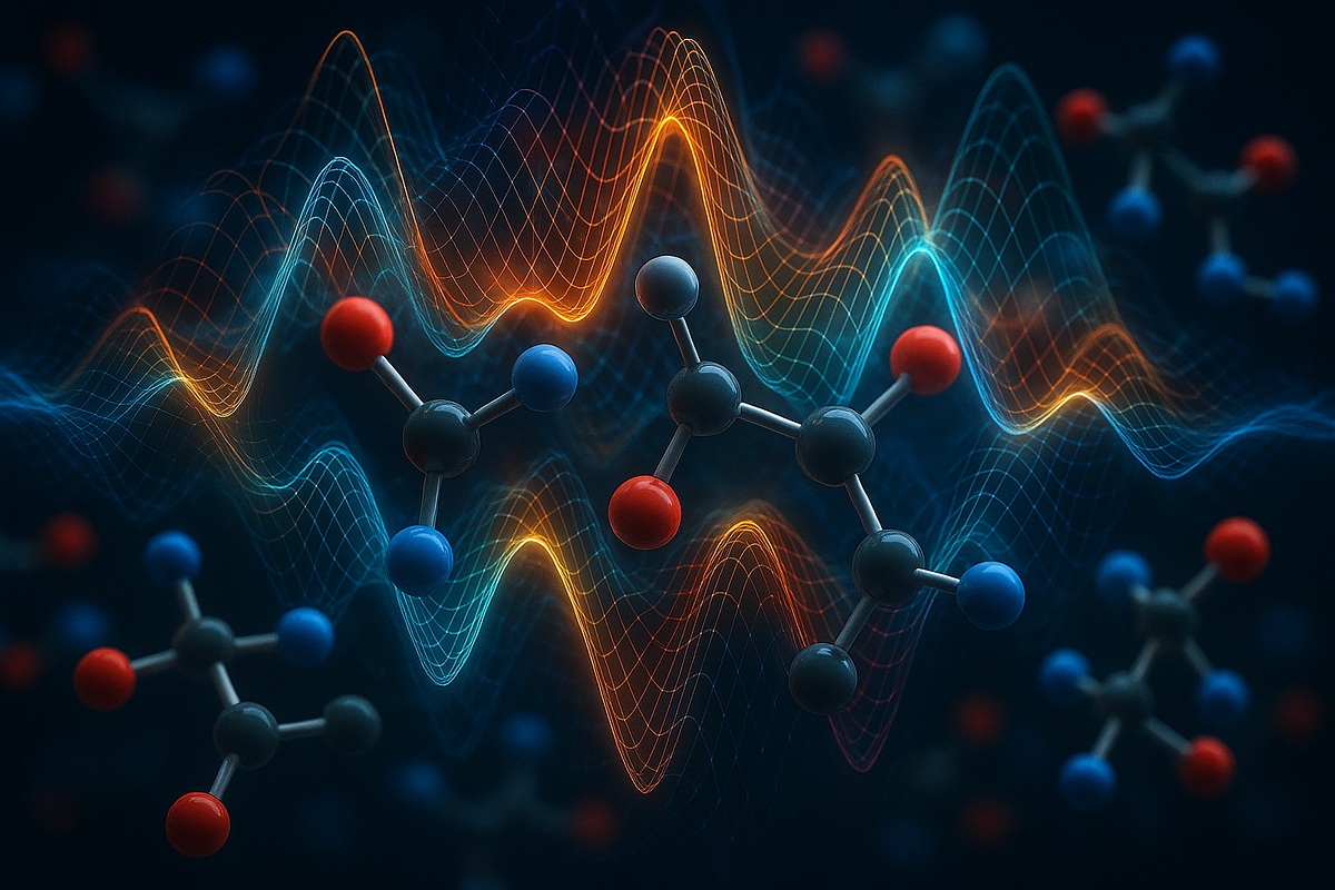 “Digital molecule model representing quantum chemistry simulations.”