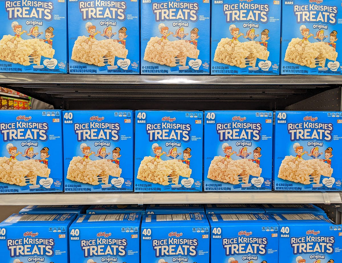 Store shelves lined with boxes of Rice Krispie’s Treats. I hope you feel like you’ve received a treat of a read!