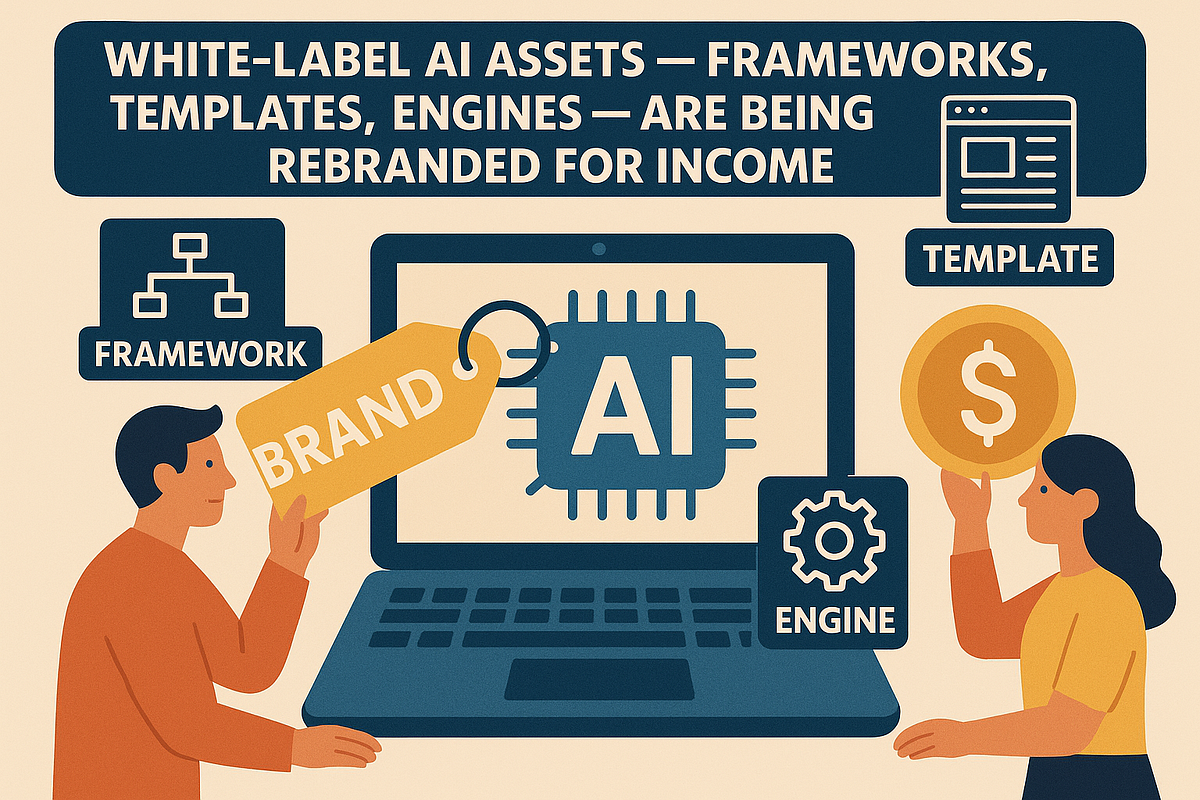 “AI-created white-label digital assets being packaged and sold under personal branding.”