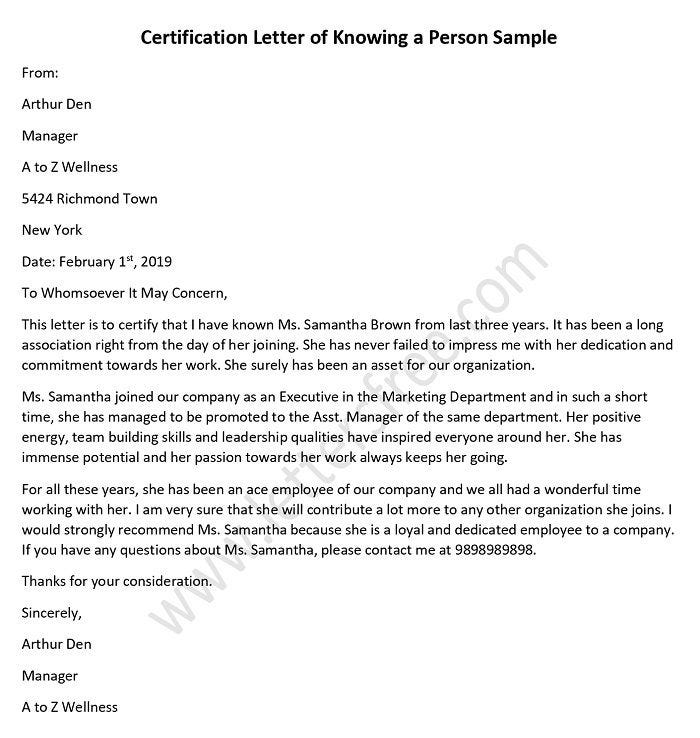 document for verification letter sample Knowing of â€“ Marisa Person Sample Certification a Letter