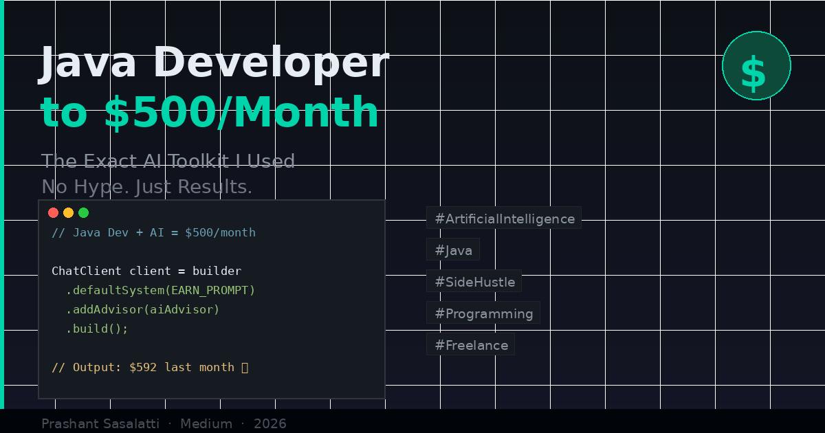Java Developer to $500/Month Side Income: The Exact AI Toolkit I Used (No Hype, Just Results)