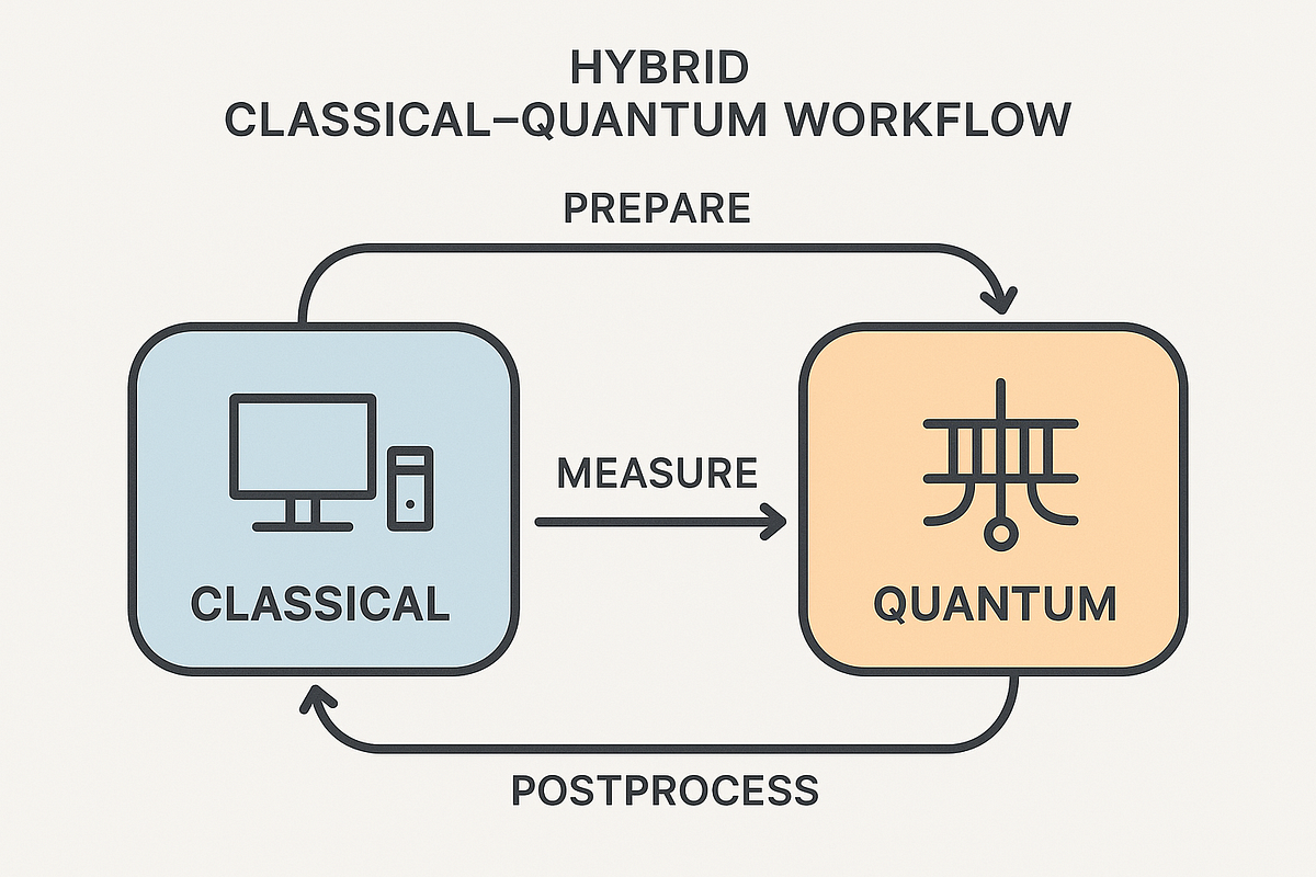 “Hybrid machine learning workflow combining classical and quantum computing resources.”
