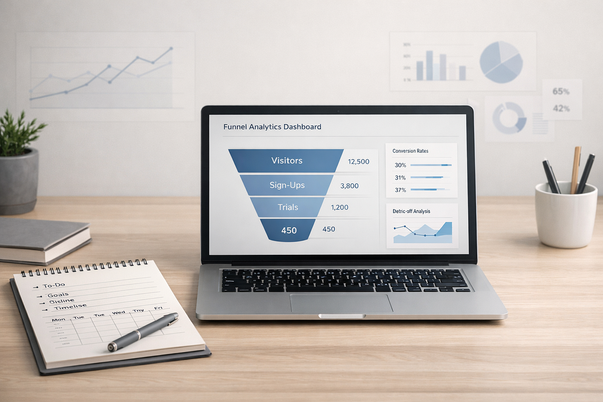 “Weekly funnel analysis workflow using centralized analytics dashboard”
