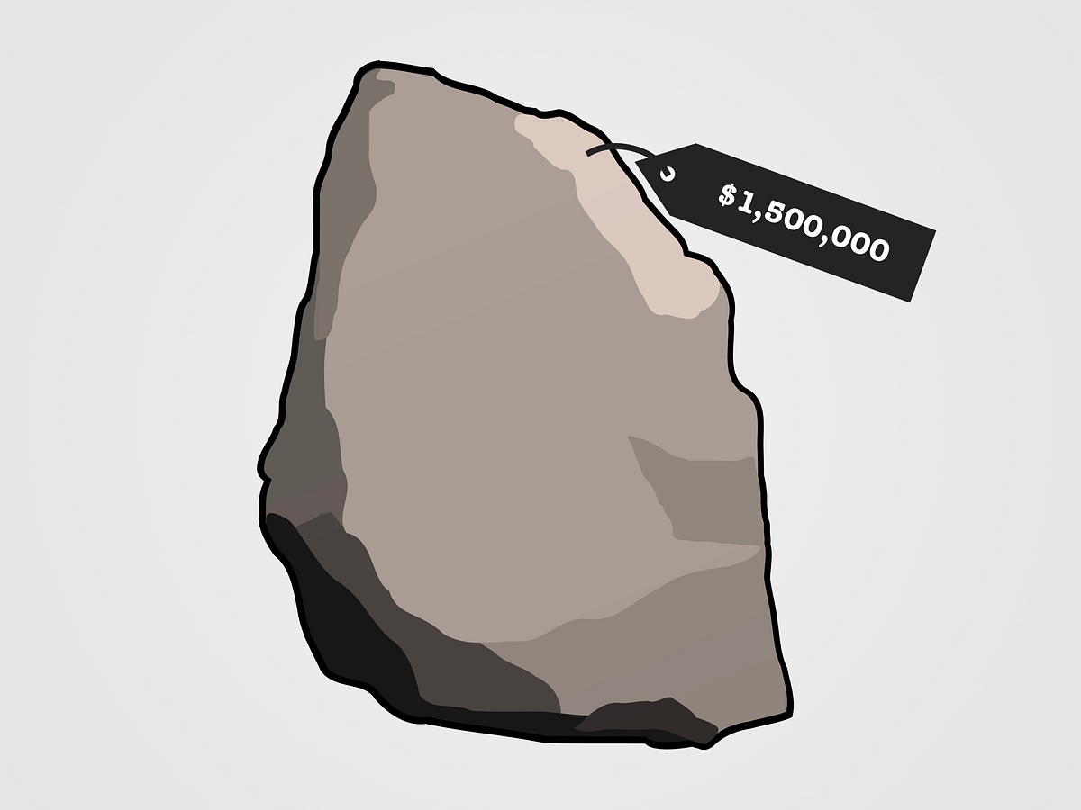 A digital rock known as an EtherRock, available for purchase and trading as an NFT.