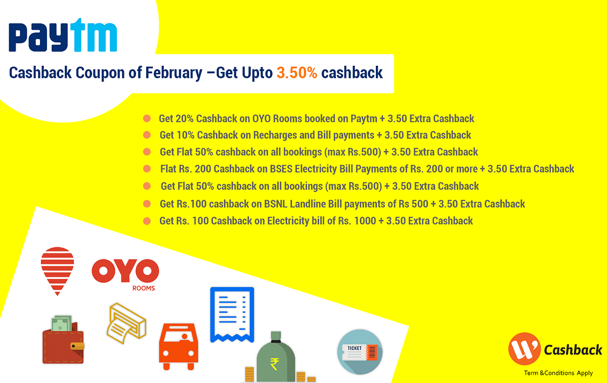Paytm Cashback Coupons for February Get Upto 3.50 Cashback