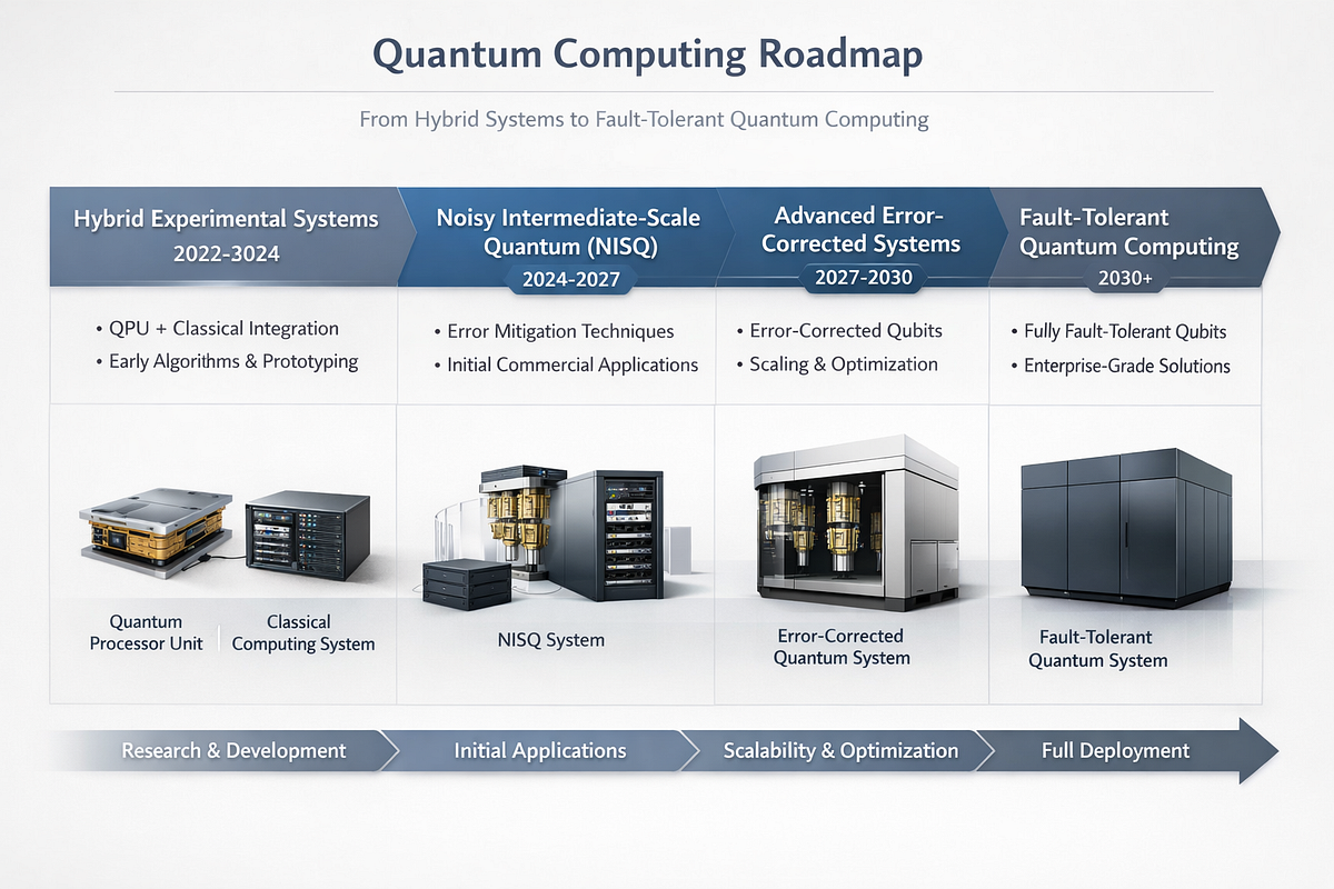 Strategic roadmap illustrating the future evolution of enterprise quantum computing systems.