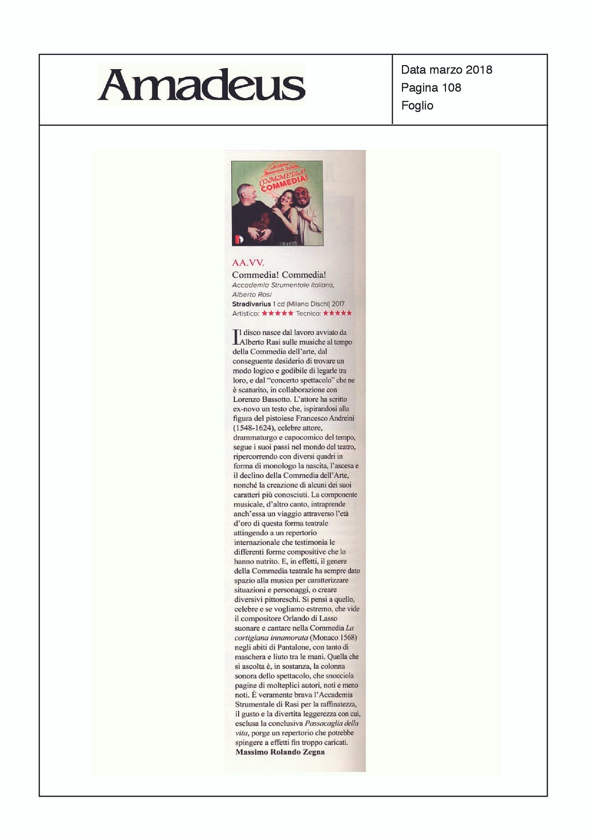 Recensione sulla Rivista Amadeus Marzo 2018 Medium