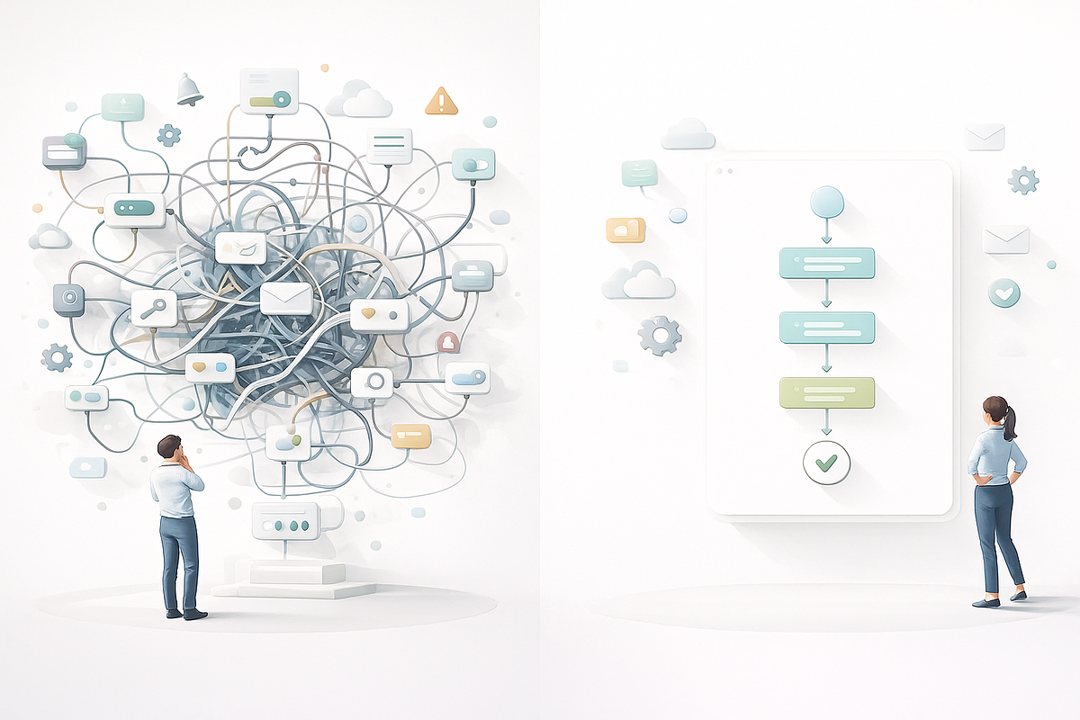 Overengineered email automation compared to a clean, maintainable tagging system.