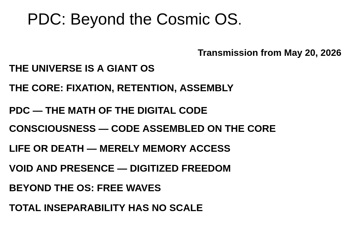 Cosmic OS: Core Architecture whats Beyond and where the Consciousness
