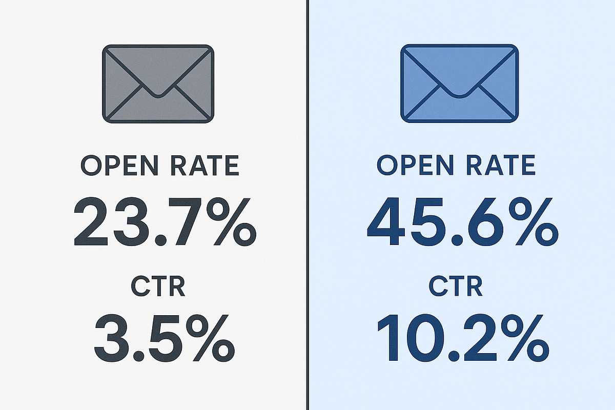 Funnel visualization showing higher conversions after optimizing email automation.