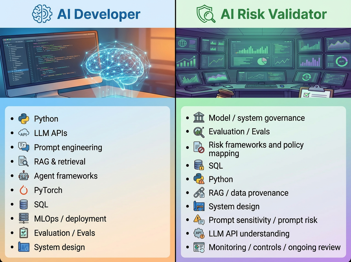 Top 10 Skills for AI Developers vs. AI Risk Validators