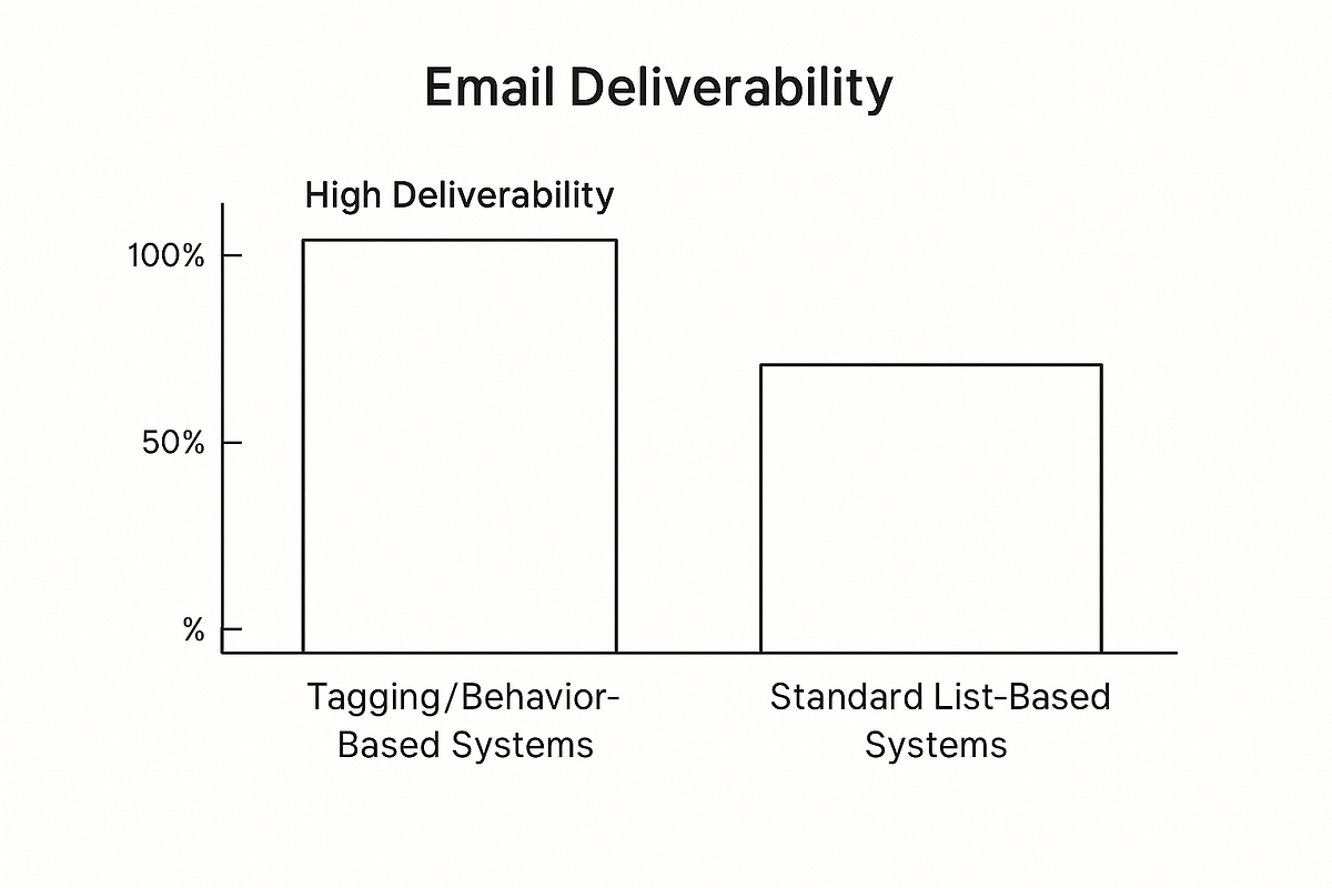 “Chart comparing email deliverability performance across different marketing systems.”