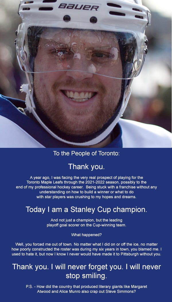 Phil Kessel places full-page ad in Toronto Star thanking ...