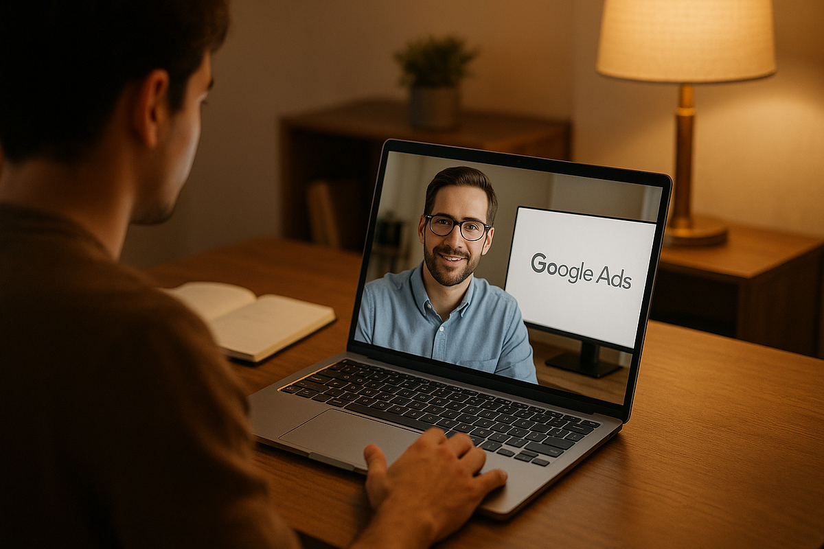 Beginner participating in a live Google Ads training session.