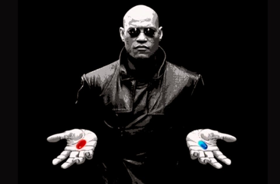 Resultado de imagen para blue or red pill matrix