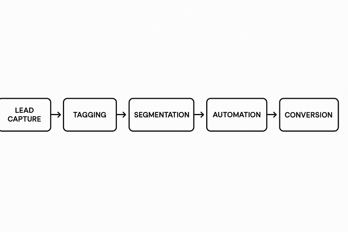 Framework diagram outlining the stages of effective lead management.