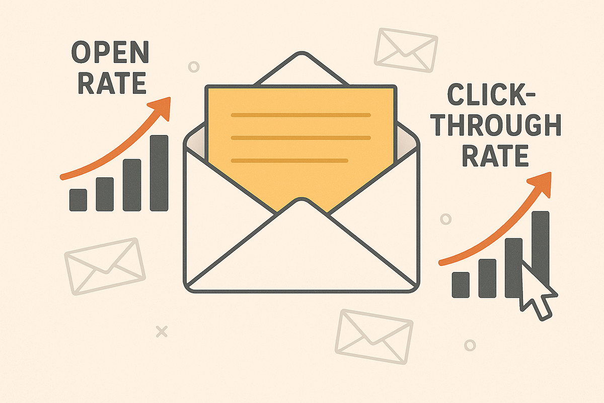 “Email marketing analytics showing improved open rates and CTR.”