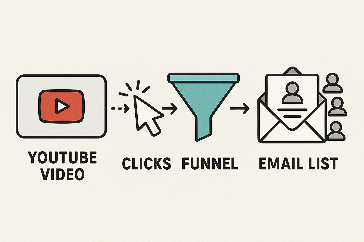 “YouTube traffic funnel graphic showing how viewers convert into leads and subscribers.”