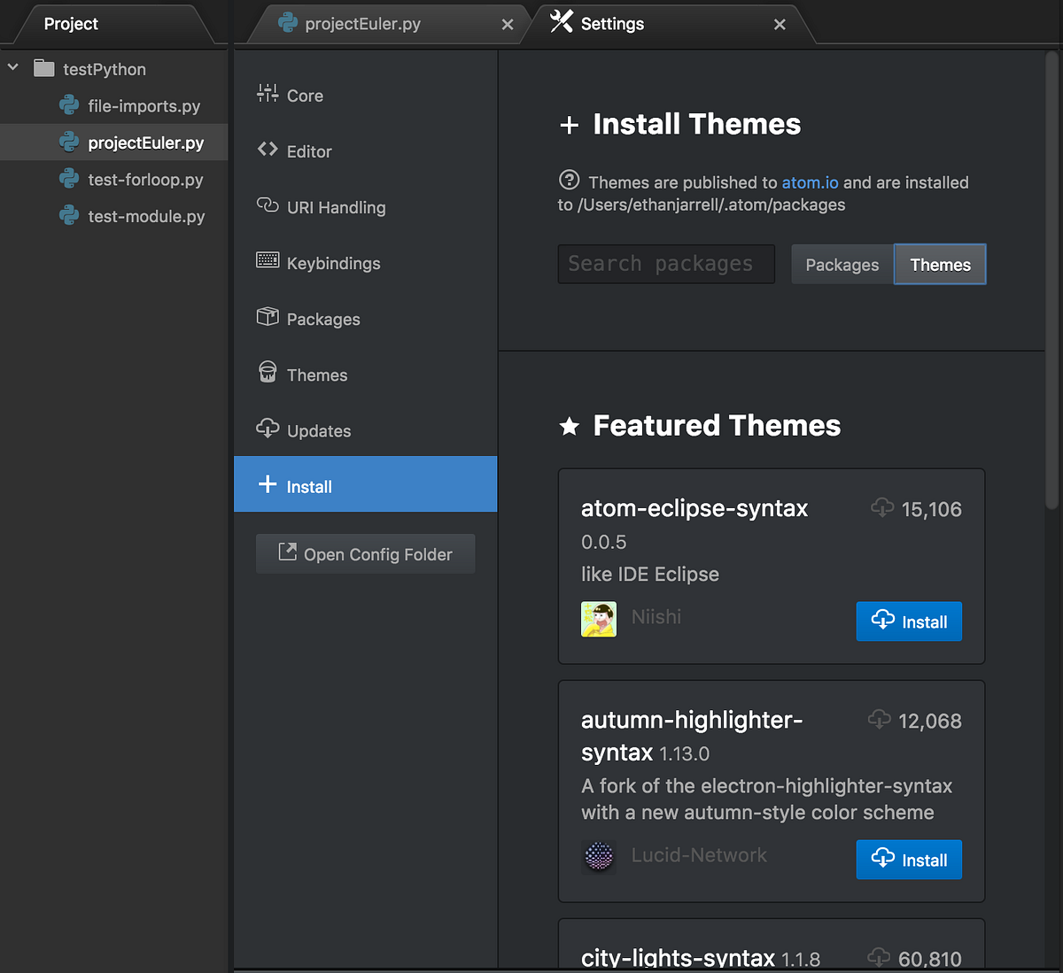 Atom Python Windows 10