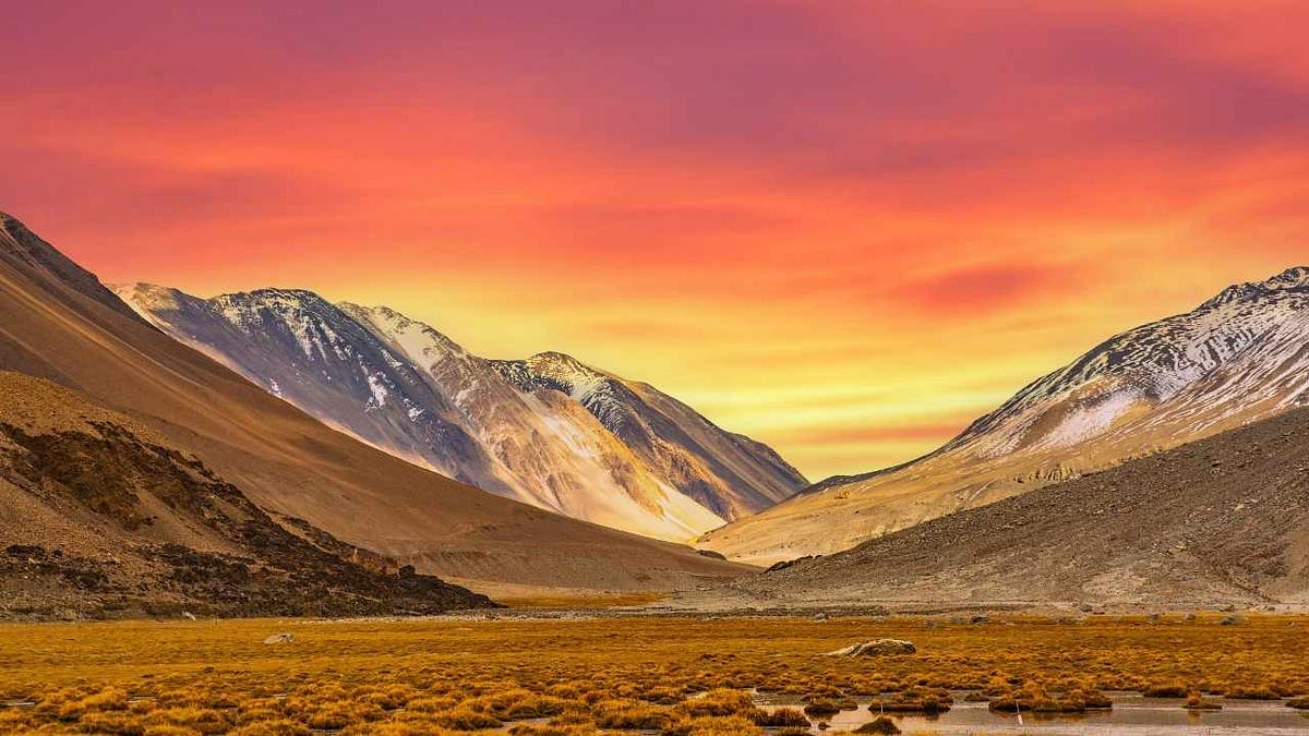 Mountain, sunset, Ladakh 