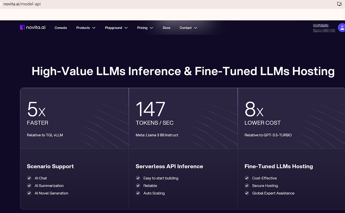 novita ai llm api, model api