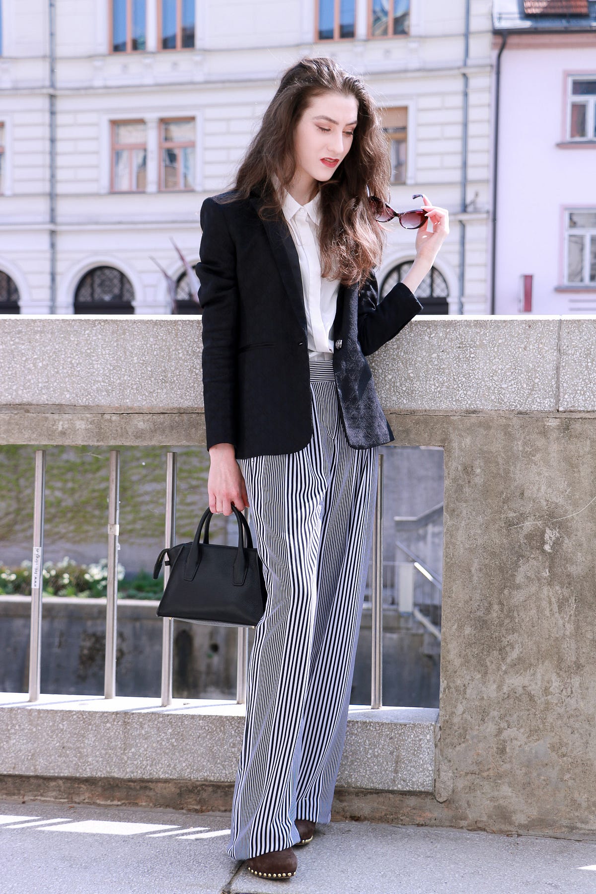 The Relaxed Suit — Striped Wide-leg Pants and a Non-Matchy Blazer