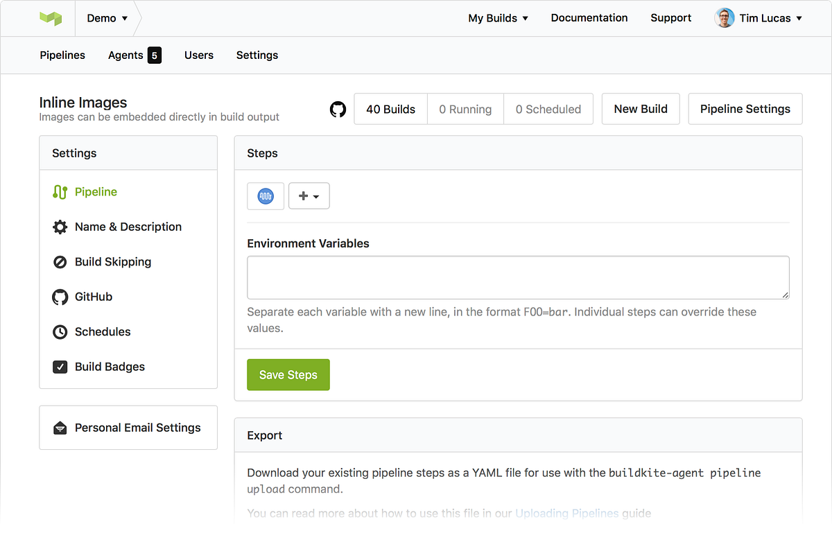 Reorganized Pipeline Settings