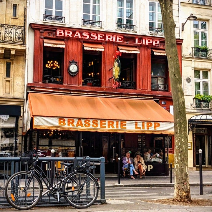 Old Parisian brasserie known for its traditional French cuisine, and for offering vintage canned sardines