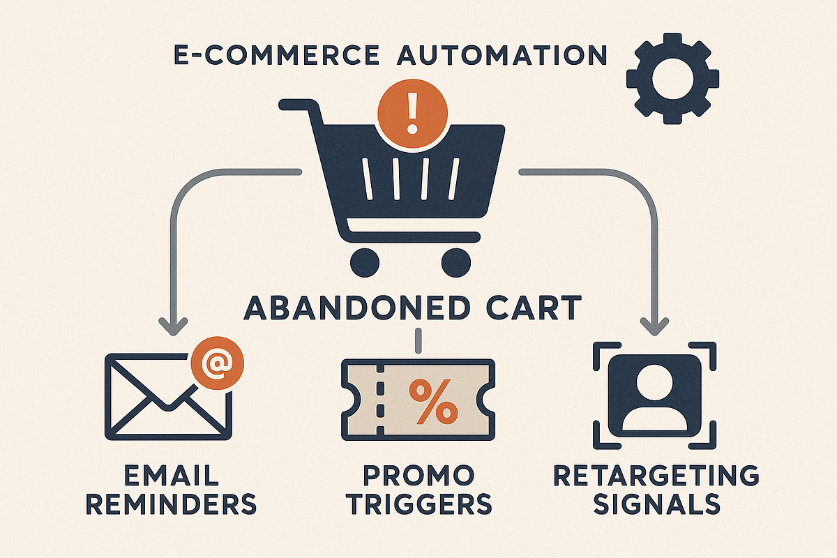 “Diagram showing the automated workflow used to recover abandoned carts and re-engage shoppers.”