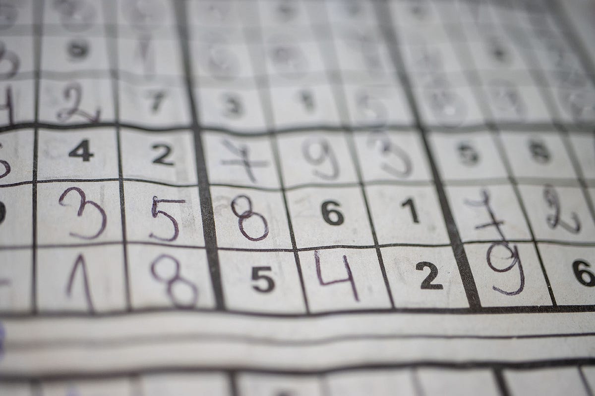 A photo that shows a part of a filled Sudoku