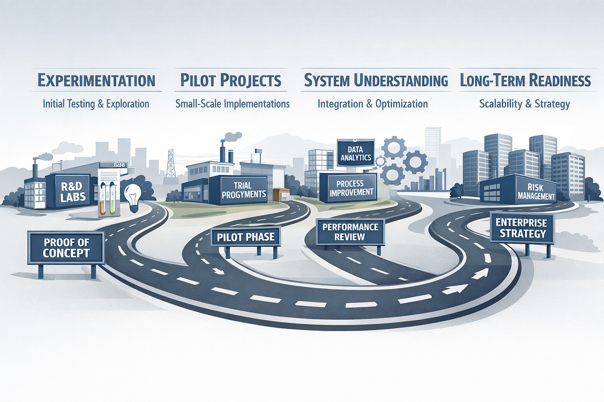 Roadmap illustrating disciplined quantum computing adoption, from early experimentation to long-term system readiness.