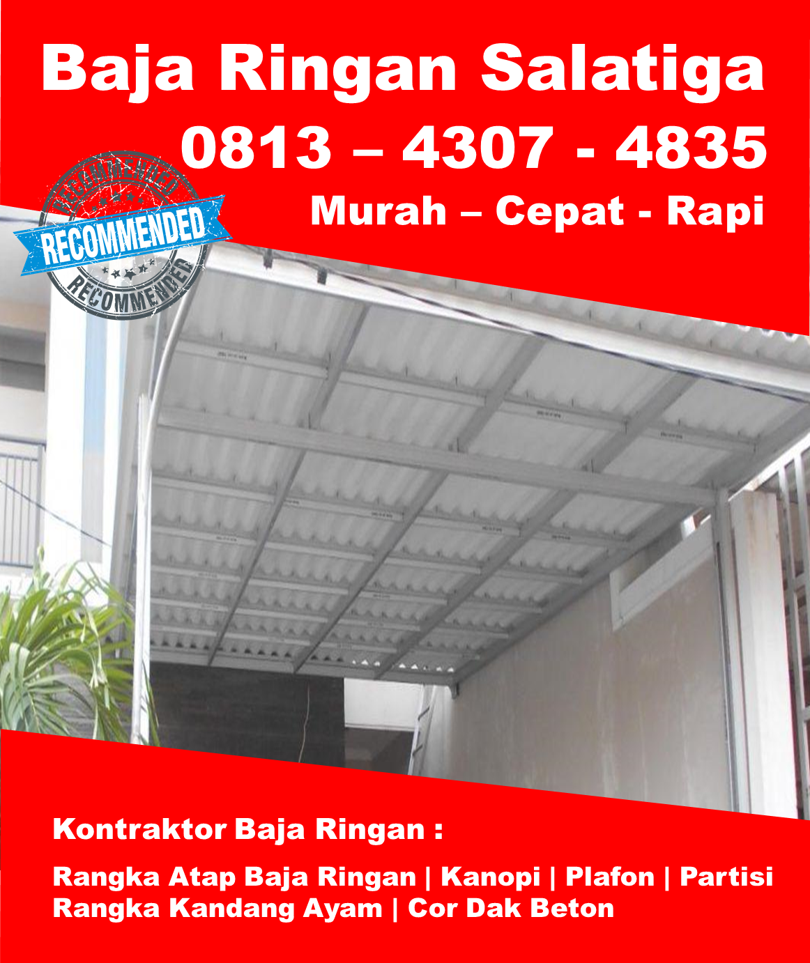 Harga Murah 081343074835 Harga Baja Ringan Untuk Gypsum Salatiga