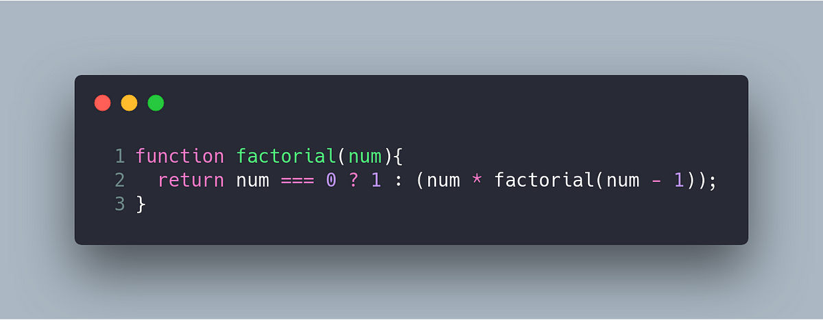 Recursive factorial function