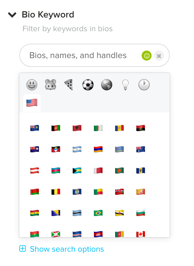 a popular way to share your location on instagram is through flag emojis using our bio keyword search you can select the emoji representing the country - how to keyword search followers instagram