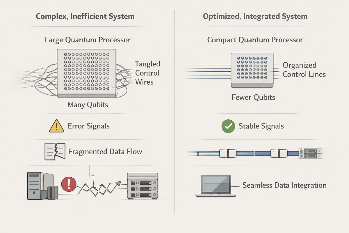 Comparison of two quantum systems showing that effective control and integration can outperform larger but poorly orchestrated qubit arrays.