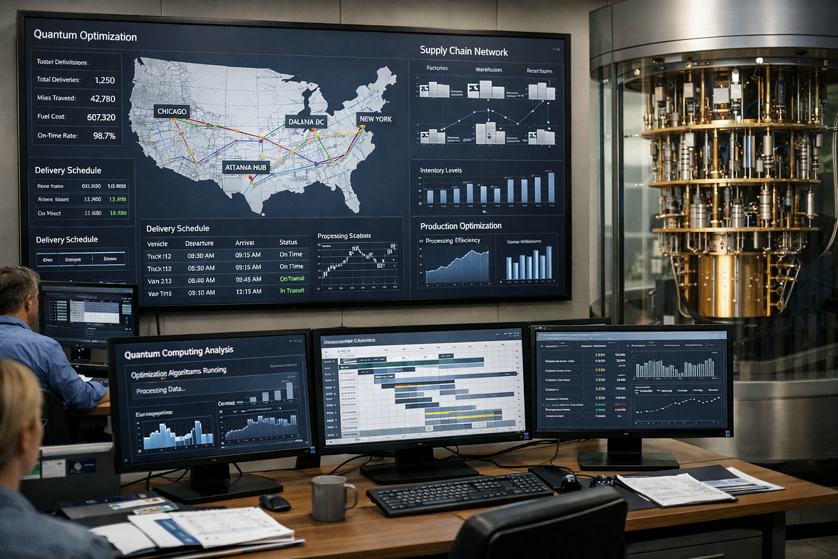 Quantum-assisted supply chain and logistics optimization using hybrid computing systems.