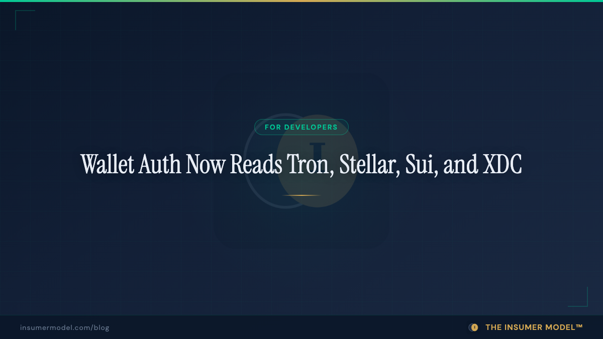 Wallet Auth Now Reads Tron, Stellar, Sui, and XDC