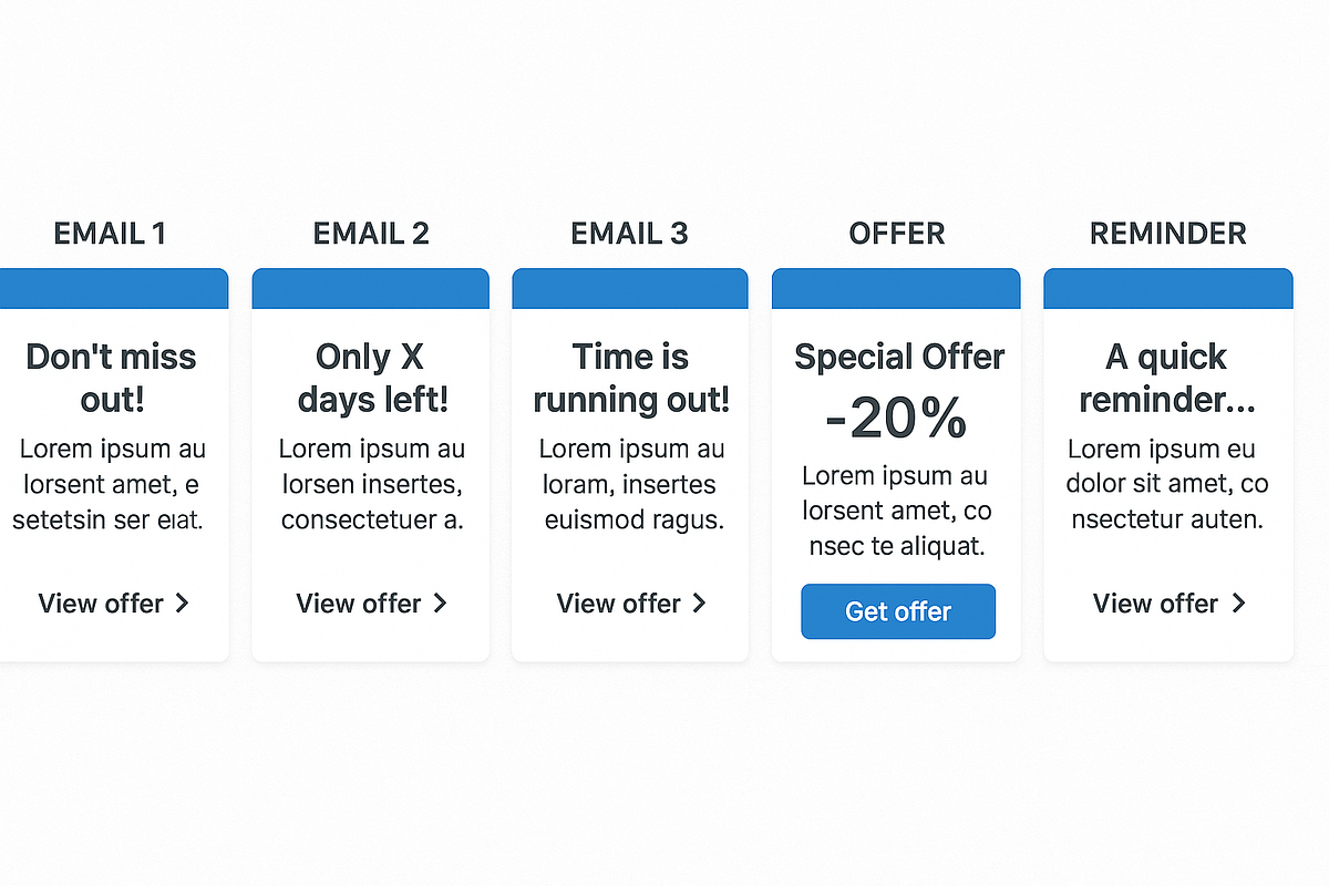 “Email nurture sequence diagram for warming up leads and increasing conversions.”