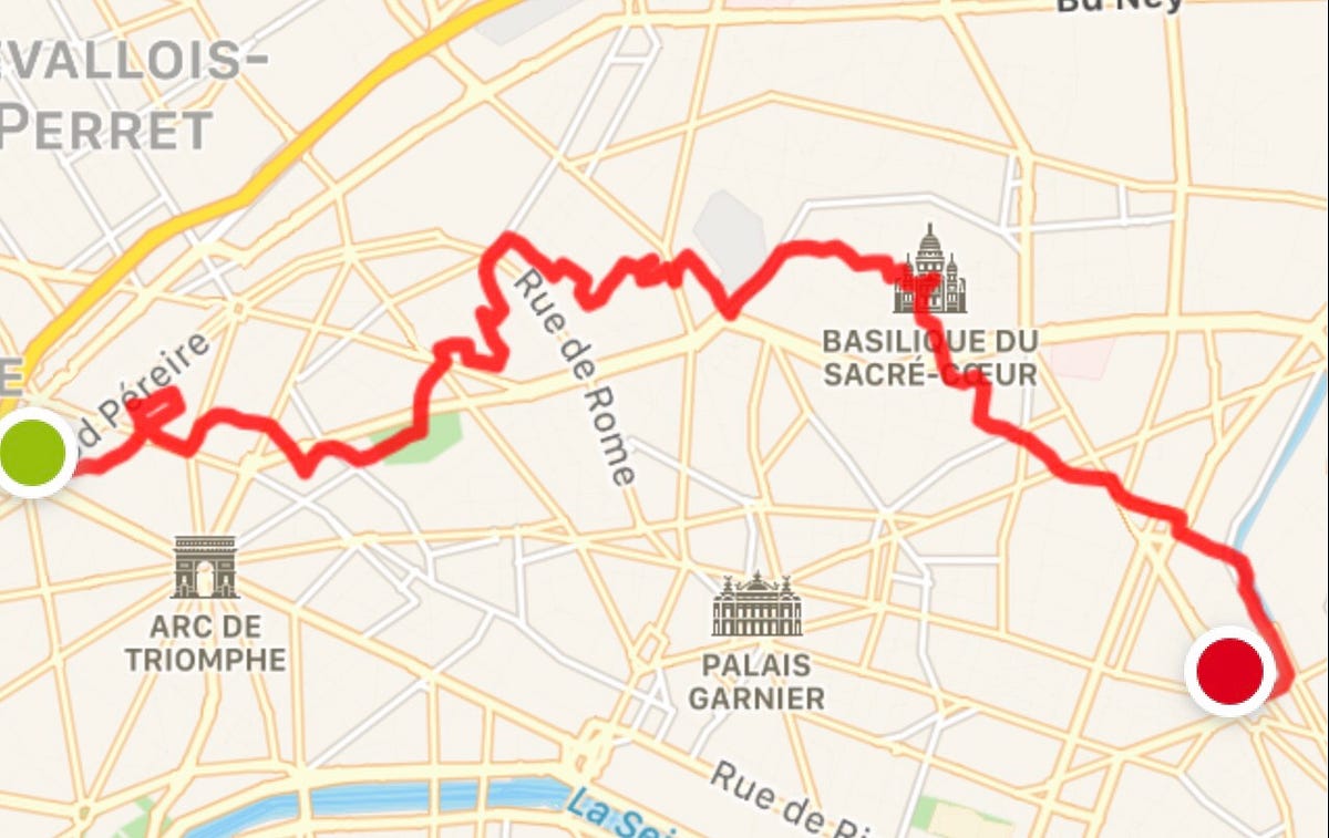 Parcours du trek parisien