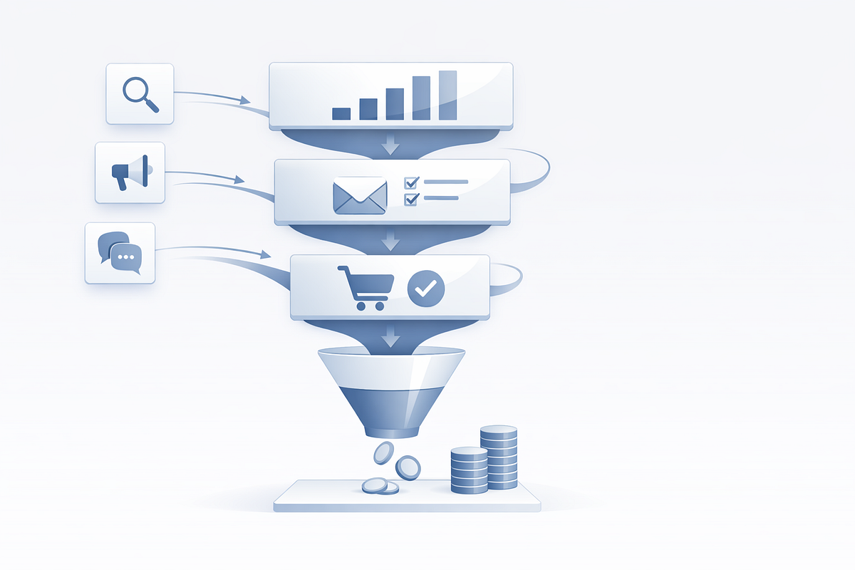 “Sales funnel visualized as a connected system focused on revenue-driven decisions”