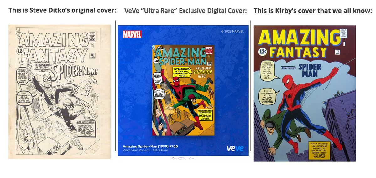 VeVe / Marvel Amazing Spider-Man #700, Including the OG Steve Ditko AF15 Cover Design UR Variant: https://www.veve.me/post/marvel-digital-comics-amazing-spider-man-1999-700