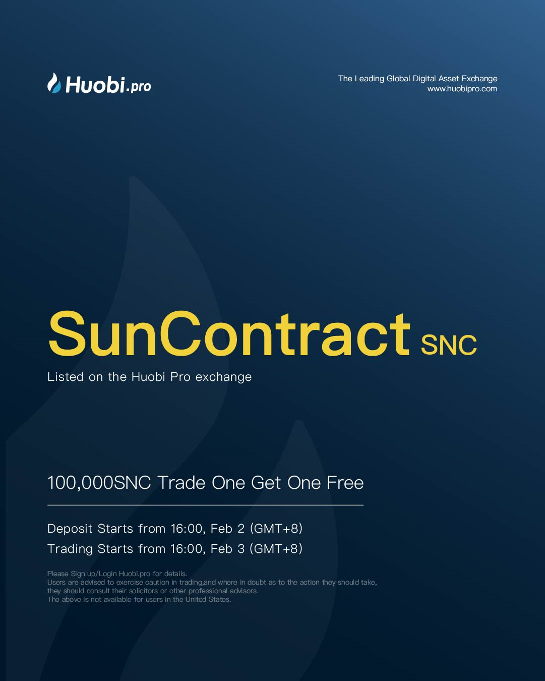 Huobi Pro Launches SunContract (SNC) on February 2 – Huobi ...
