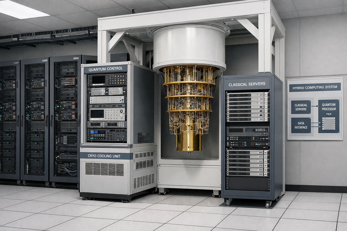 Quantum computing system integrated into a classical data center as a specialized accelerator.