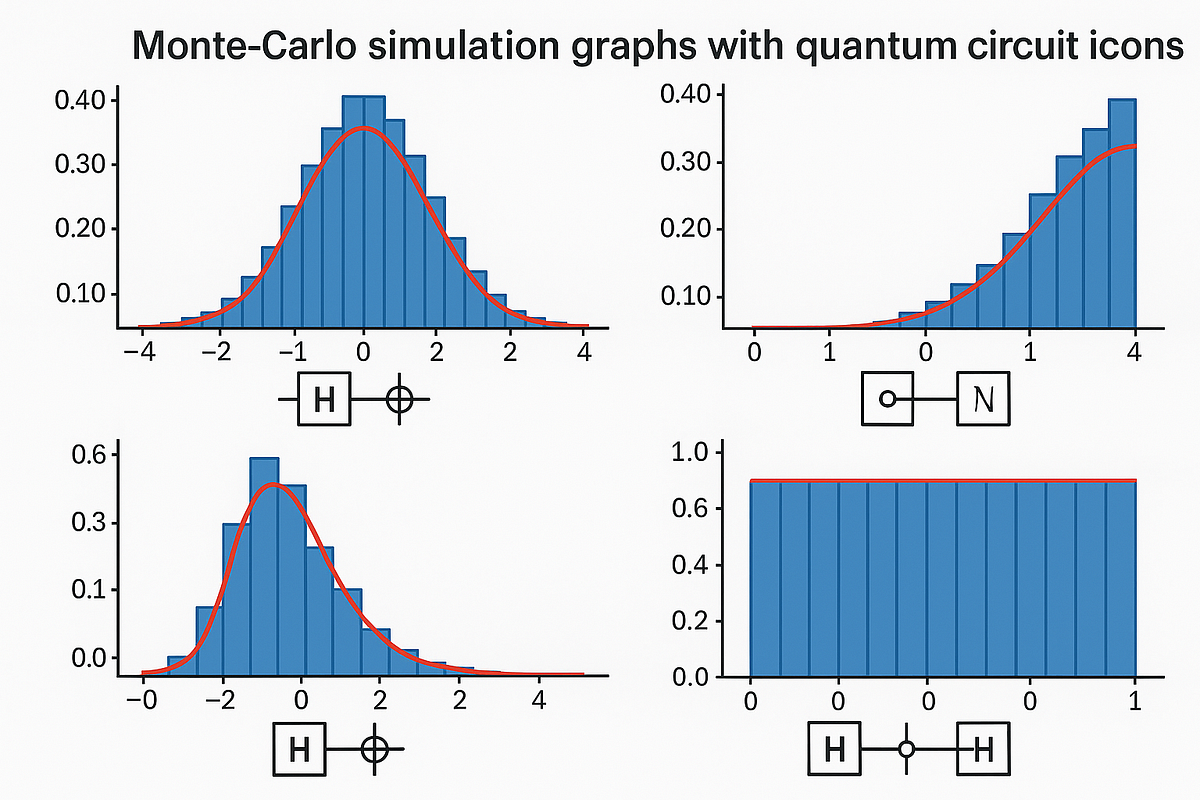 “Financial risk modeling charts enhanced with quantum computing symbols.”