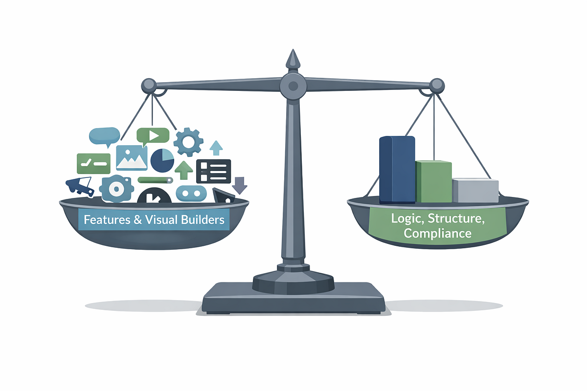 “Conceptual comparison showing KlickTipp’s focus on logic and structure over feature-heavy email tools.”