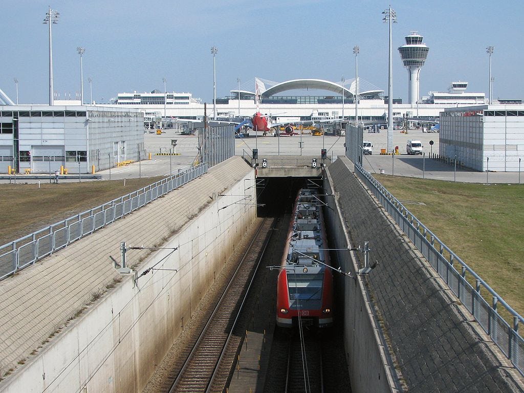 Aerial view of airport infrastructure