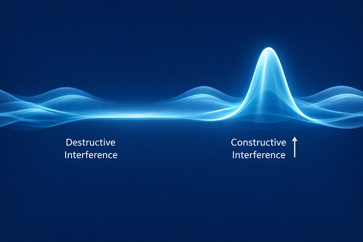 Visualization of constructive and destructive wave interference used to explain quantum interference