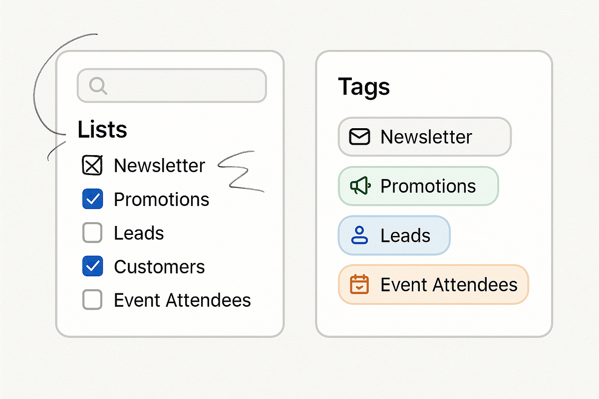 “Comparison between chaotic list-based email systems and clean tag-based automation in KlickTipp.”
