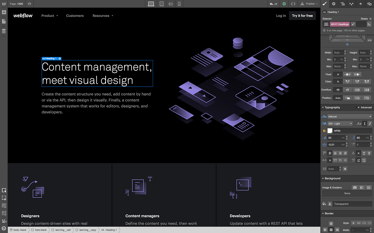 Redesigning Webflow.com, Part 3 – Webflow Design – Medium